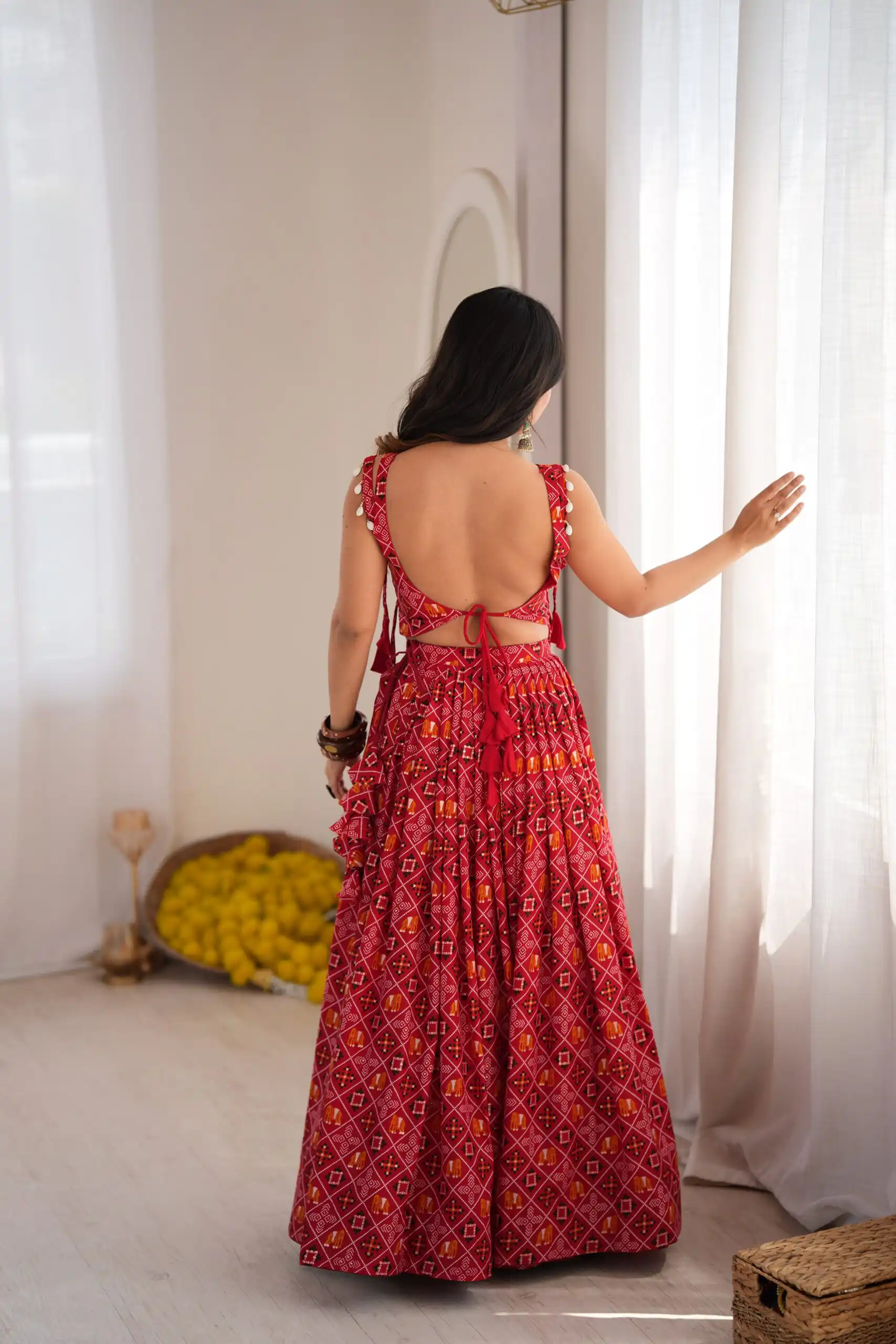 Trendy Red Rayon Digital Print Work Lehenga Choli