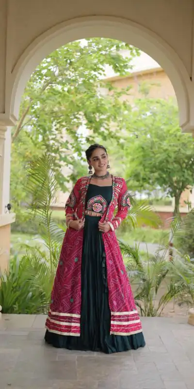 Trendy Teal Rayon Patch Work Work Lehenga Choli