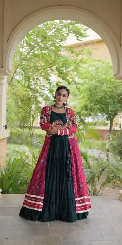 Trendy Teal Rayon Patch Work Work Lehenga Choli
