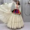 PC 600 White in Pure Cotton Mirror Work & Gamthi Work Lehenga Choli . Exclusive Offer ₹3049. Delivery 4-6 Working Days. Shop now. | Lehenga, Bollywood Lehenga, Creative Lehenga, Designer Lehenga, Embroidered Lehenga, Party Wear Lehenga