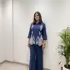 BE 496 Navy Blue in Cotton Denim Embroidery Work & Sequins Work Kurti . Grab it for ₹1949. Delivery 4-6 Working Days. Shop now. | Kurti, Bollywood Kurti, Creative Kurtis, Designer Kurti, Party Wear Kurti, Selfie Kurti