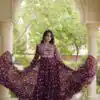 KA 1277 Wine in Colour Faux Georgette Bandhani Print Work Gown. Available at ₹2119 only. Delivery 4-6 Working Days. Shop now. | Gowns, Bollywood Gowns, Creative Gowns, Designer Gowns, Embroidered Gowns, Party Wear Gowns