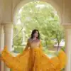 KA 1277 Yellow in Colour Faux Georgette Bandhani Print Work Gown. Available at ₹2119 only. Delivery 4-6 Working Days. Shop now. | Gowns, Bollywood Gowns, Creative Gowns, Designer Gowns, Embroidered Gowns, Party Wear Gowns