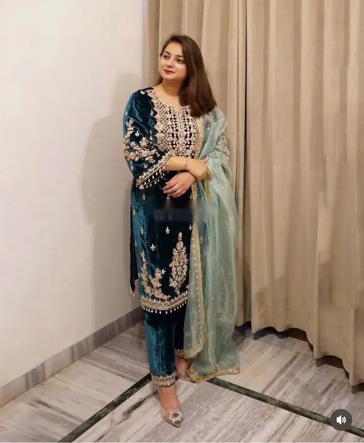 WW 1236 Blue Viscose Velvet Salwar Suit with Embroidery Work & Lace Work. Grab it for ₹2299. Delivery 4-6 Working Days. Shop now. | Jump Suits, Salwar suit, Casual Suits, Creative suits, Designer Suits, Palazzo Suits, Party Wear Suits, Patiala Suits, Straight Suits