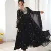 JF 056 Black Faux Georgette Salwar Suit with Mirror Work & Embroidery Work. Get it for ₹2349. Delivery 4-6 Working Days. Shop now. | Jump Suits, Salwar suit, Casual Suits, Creative suits, Designer Suits, Palazzo Suits, Party Wear Suits, Patiala Suits, Straight Suits