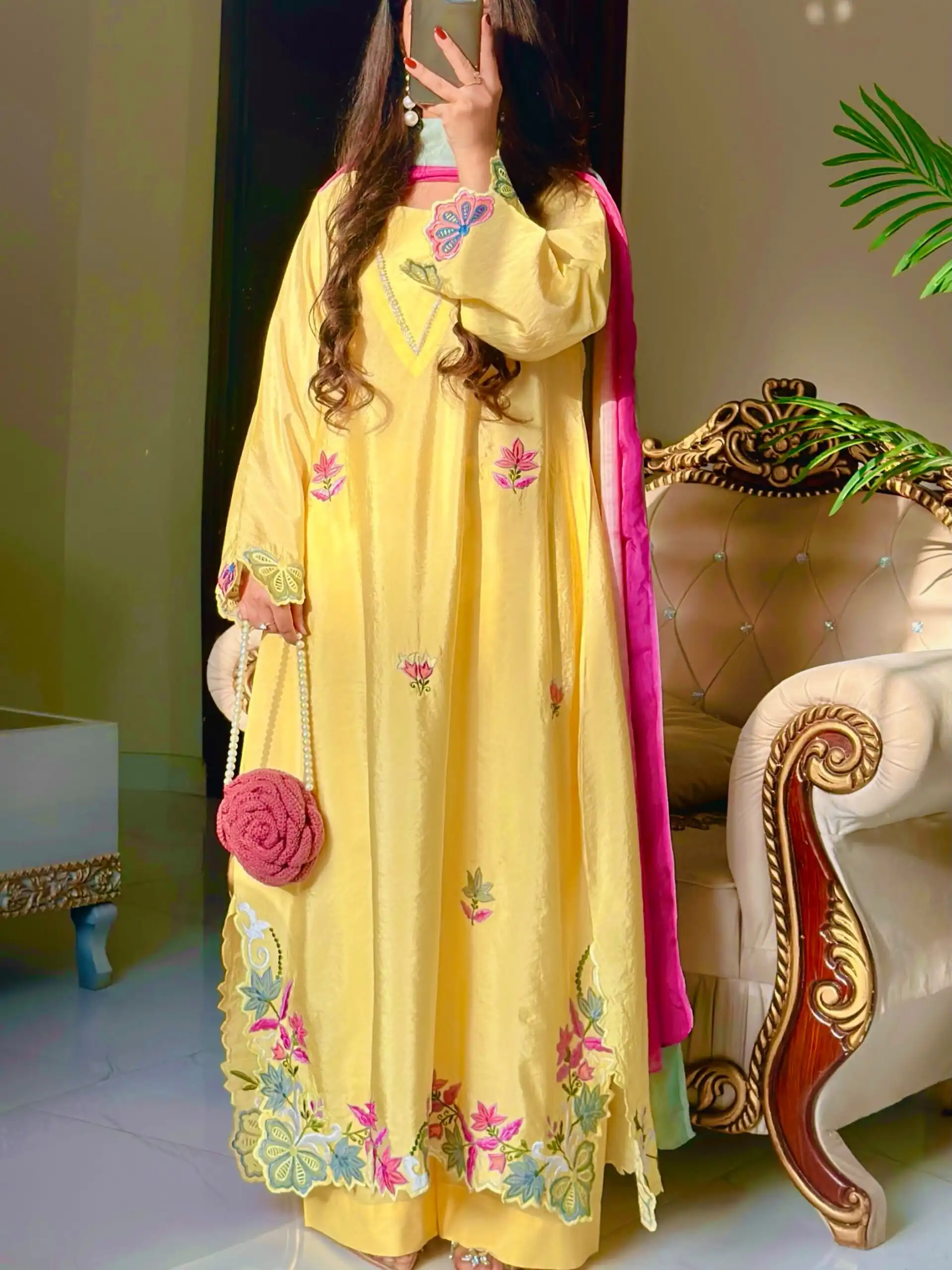 MF 544 Yellow Ho Silk Salwar Suit with Sequins Work & Embroidery Work. Grab it for ₹2349. Delivery 4-6 Working Days. Shop now. | Jump Suits, Salwar suit, Casual Suits, Creative suits, Designer Suits, Palazzo Suits, Party Wear Suits, Patiala Suits, Straight Suits