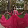 KA 1274 Pink in Colour Faux Georgette Bandhani Print Work Gown. Available at ₹2019 only. Delivery 4-6 Working Days. Shop now. | Gowns, Bollywood Gowns, Creative Gowns, Designer Gowns, Embroidered Gowns, Party Wear Gowns