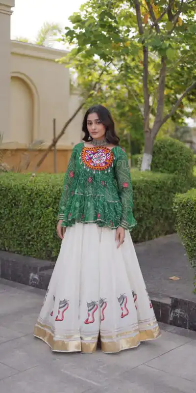 KA 5084 Green Kora Cotton Lehenga Choli erfect for Wedding, Party, Haldi, Traditional Day, Makar Sankranti – . Special Price ₹2799. Delivery 4-6 Working | Lehenga, Bollywood Lehenga, Creative Lehenga, Designer Lehenga, Embroidered Lehenga, Party Wear Lehenga