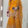 NF 1297 Yellow Fendy Silk Salwar Suitwith Embroidery Work & Lace Work. Now at just ₹2799. Delivery 4-6 Working Days. Shop now. | Jump Suits, Salwar suit, Casual Suits, Creative suits, Designer Suits, Palazzo Suits, Party Wear Suits, Patiala Suits, Straight Suits