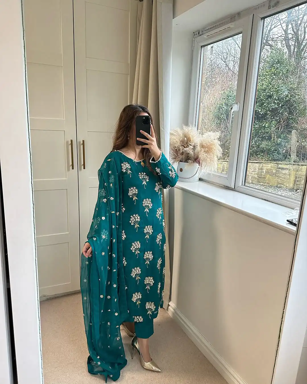 Aglow Blue Chinon Sequence Work Salwar Suit
