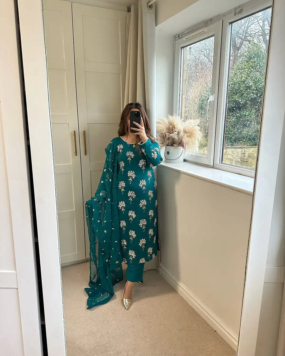 Aglow Blue Chinon Sequence Work Salwar Suit