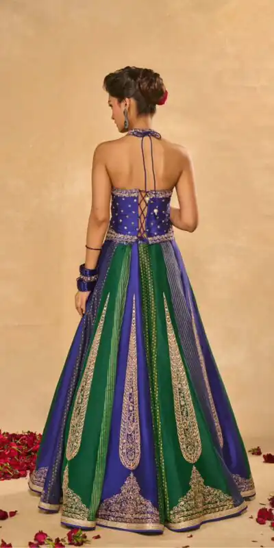 Aglow Blue Chinon Silk Multi Thread Work Lehenga Choli