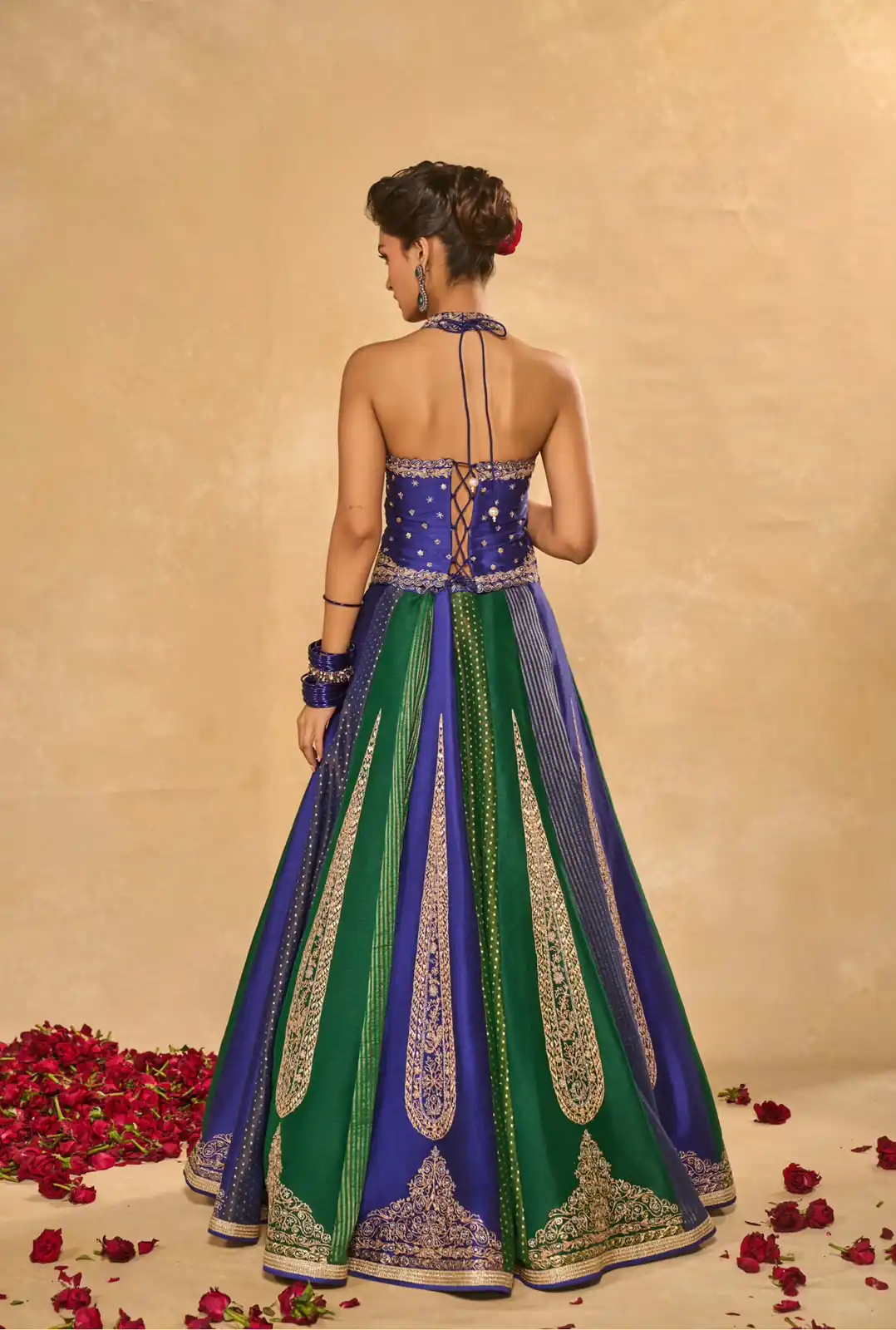 Aglow Blue Chinon Silk Multi Thread Work Lehenga Choli