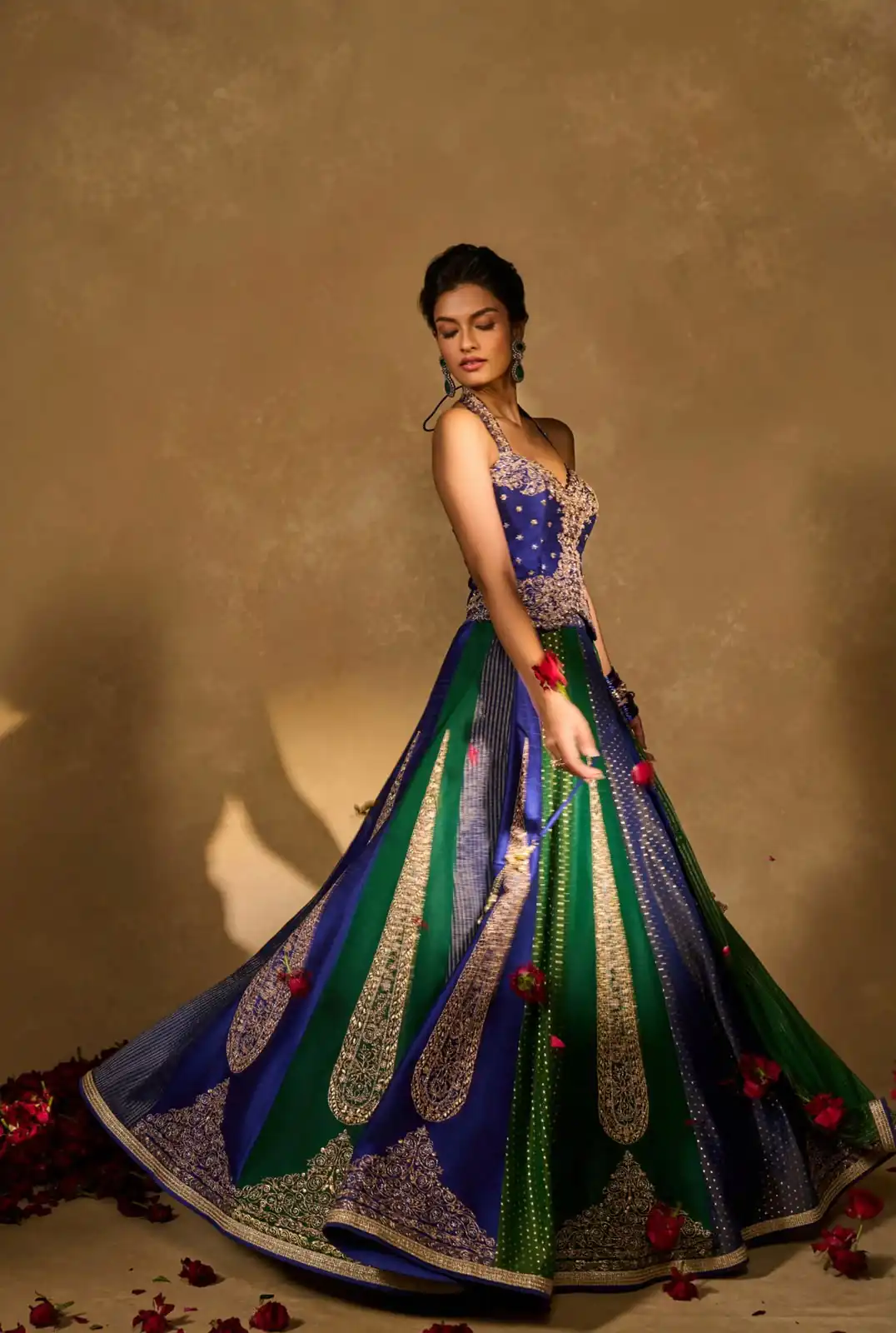 Aglow Blue Chinon Silk Multi Thread Work Lehenga Choli
