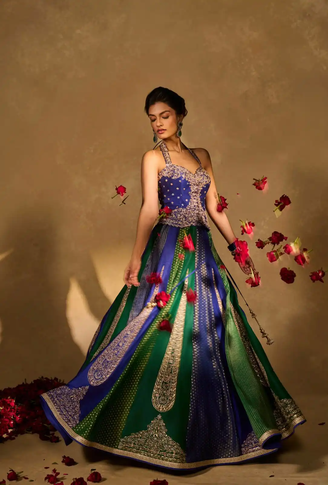 Aglow Blue Chinon Silk Multi Thread Work Lehenga Choli