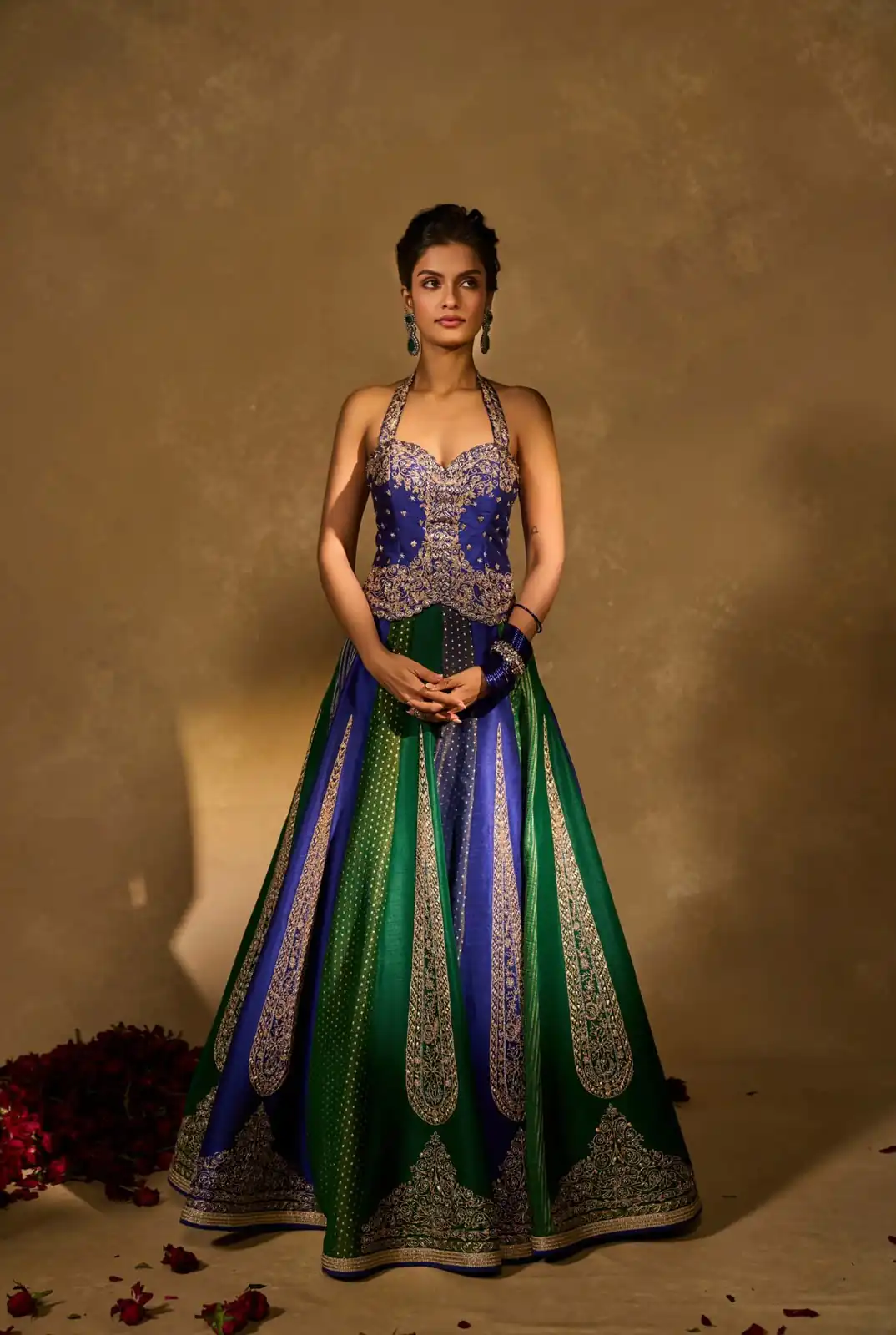 Aglow Blue Chinon Silk Multi Thread Work Lehenga Choli