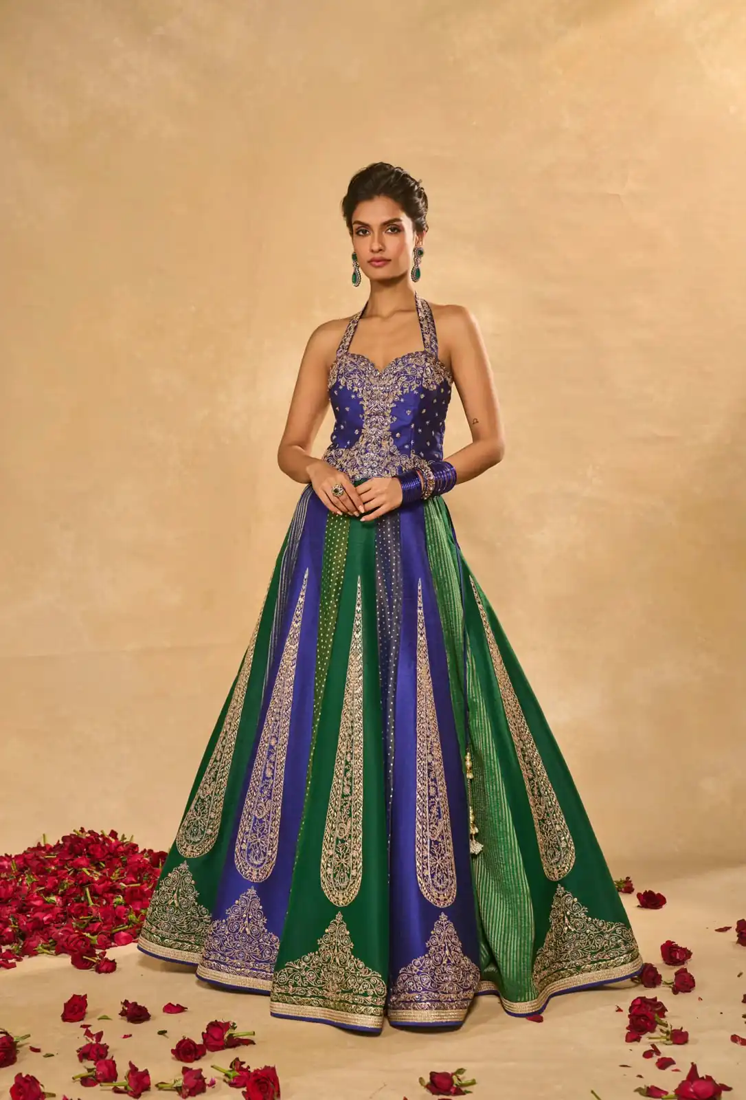 Aglow Blue Chinon Silk Multi Thread Work Lehenga Choli