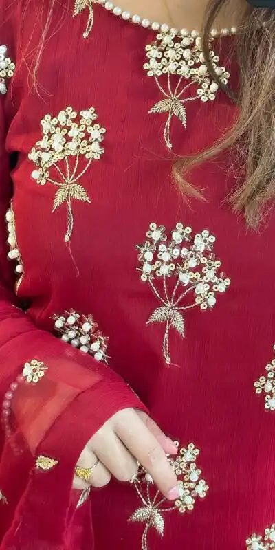 Aglow Pink Chinon Sequence Work Salwar Suit
