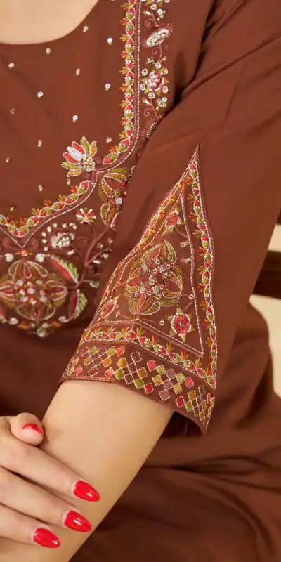 Alluring Brown Marina Silk Embroidery Work Salwar Suit