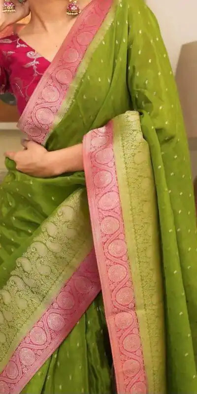 Alluring Green Soft Silk Jacquard All Over Saree