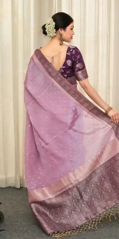 Alluring Lavender Soft Silk Jacquard All Over Saree