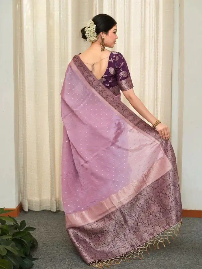 Alluring Lavender Soft Silk Jacquard All Over Saree