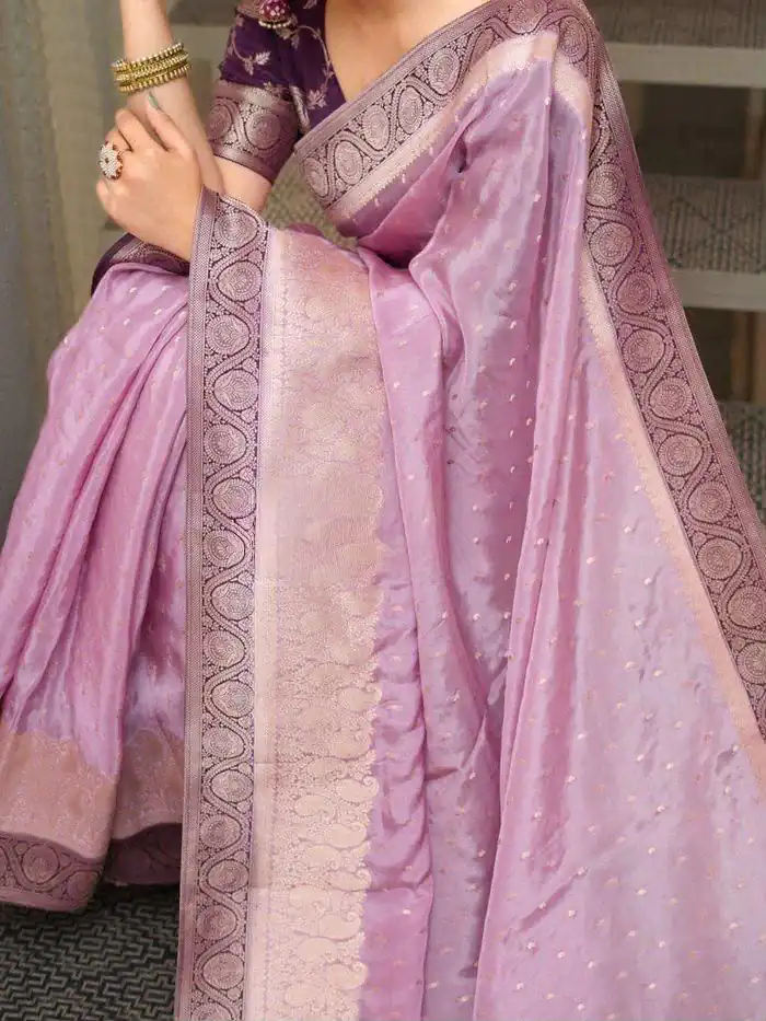 Alluring Lavender Soft Silk Jacquard All Over Saree