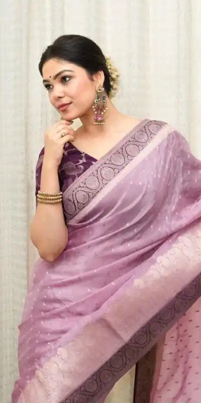Alluring Lavender Soft Silk Jacquard All Over Saree