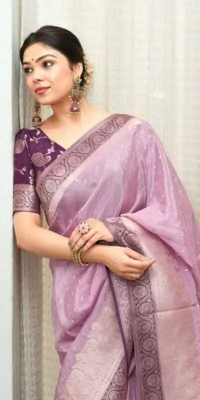 Alluring Lavender Soft Silk Jacquard All Over Saree