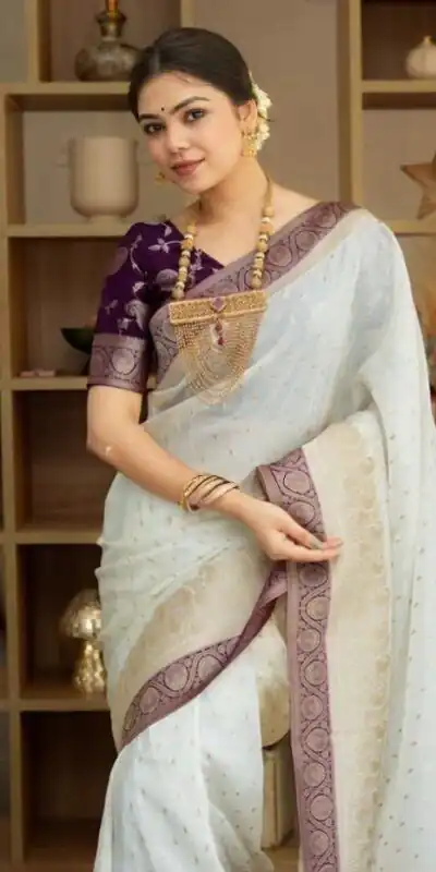 Alluring Purple Soft Silk Jacquard All Over Saree