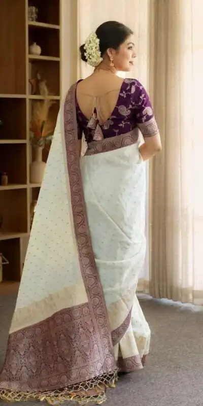 Alluring Purple Soft Silk Jacquard All Over Saree