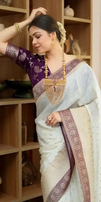 Alluring Purple Soft Silk Jacquard All Over Saree