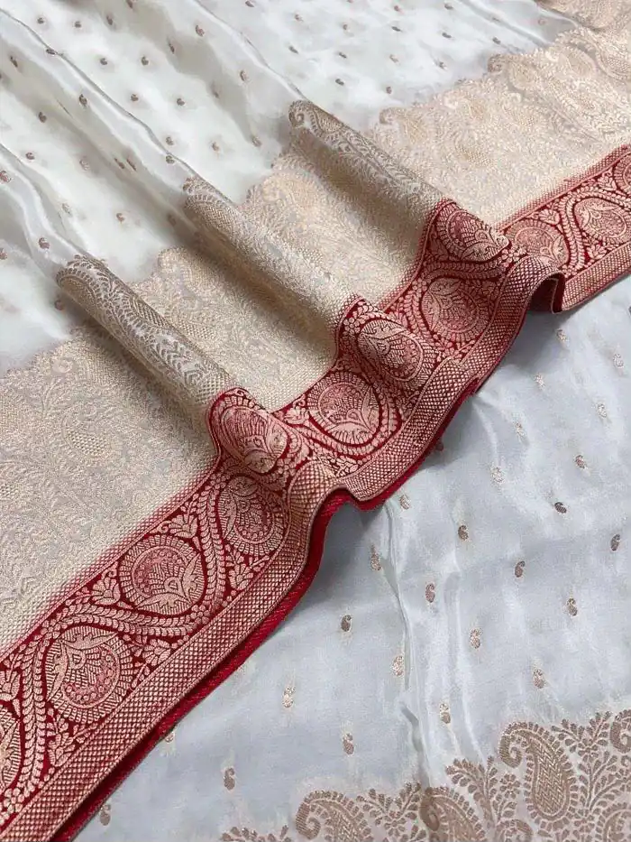 Alluring White Soft Silk Jacquard All Over Saree