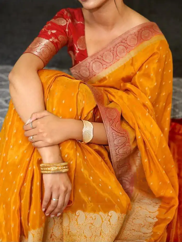Alluring Yellow Soft Silk Jacquard All Over Saree