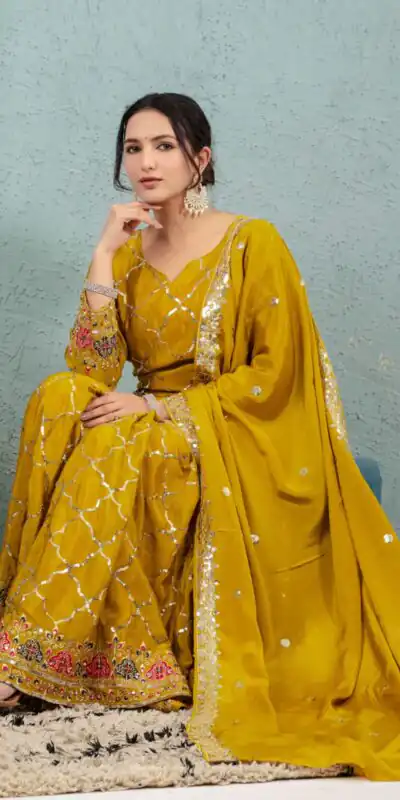 Angelic Mustered Chinon Silk Sequence Work Salwar Suit