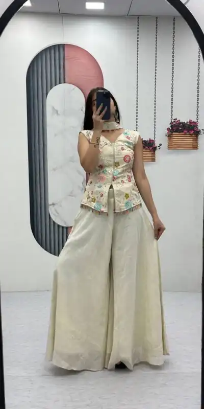 Angelic White Tissue Simmer Embroider Work Salwar Suit