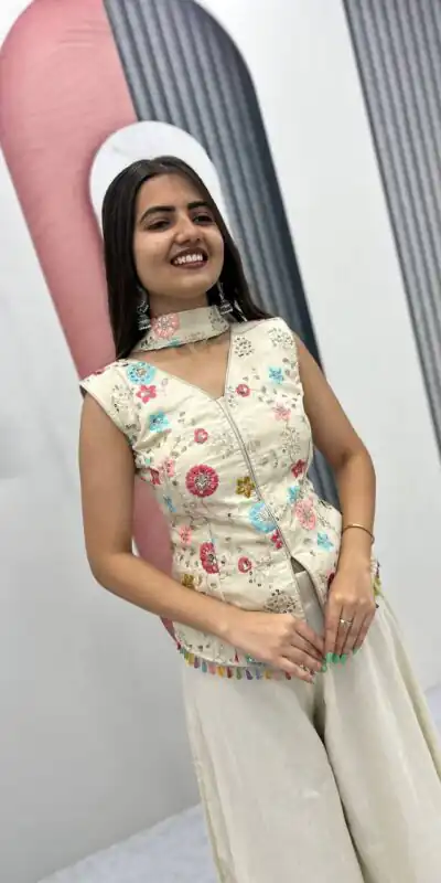 Angelic White Tissue Simmer Embroider Work Salwar Suit