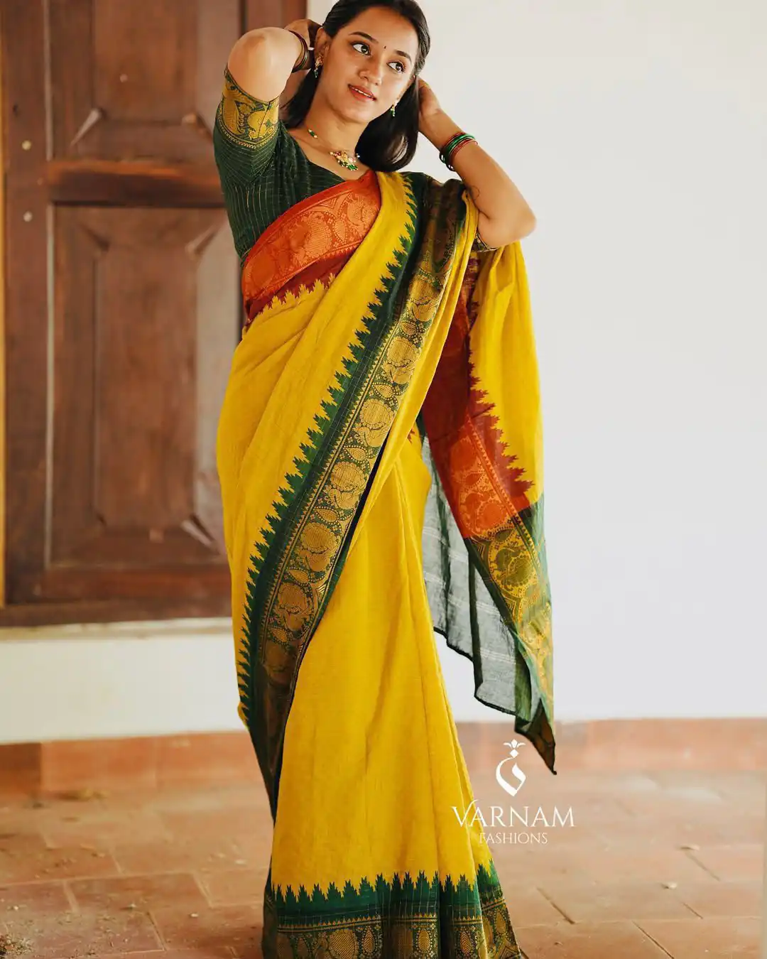 Cool Yellow Soft Lichi Silk Lace Work Saree