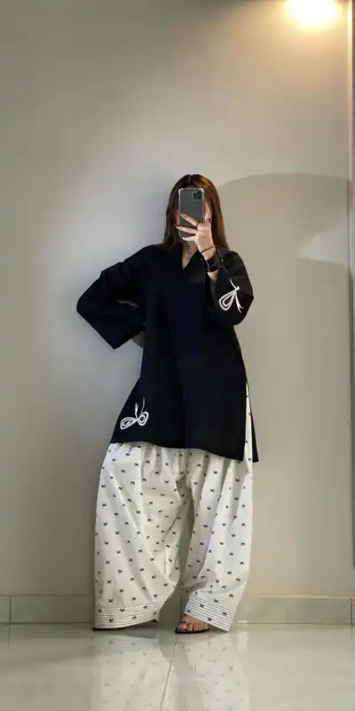 Fancy Black Mul Chanderi Embroidery Cut Work Salwar Suit