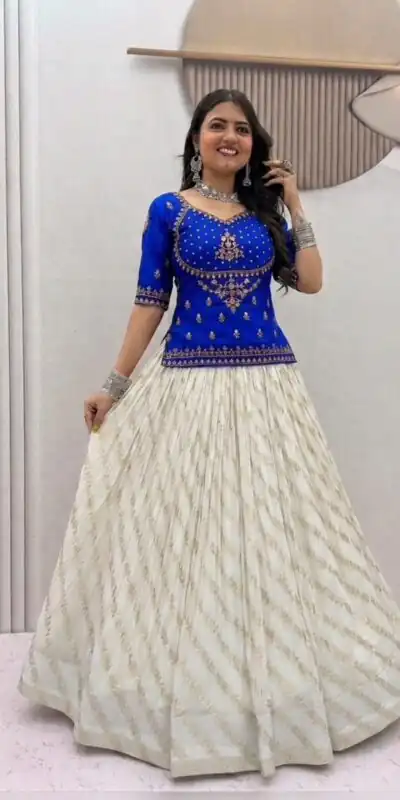 Fancy Blue Vichitra Silk Sequence Work Lehenga Choli