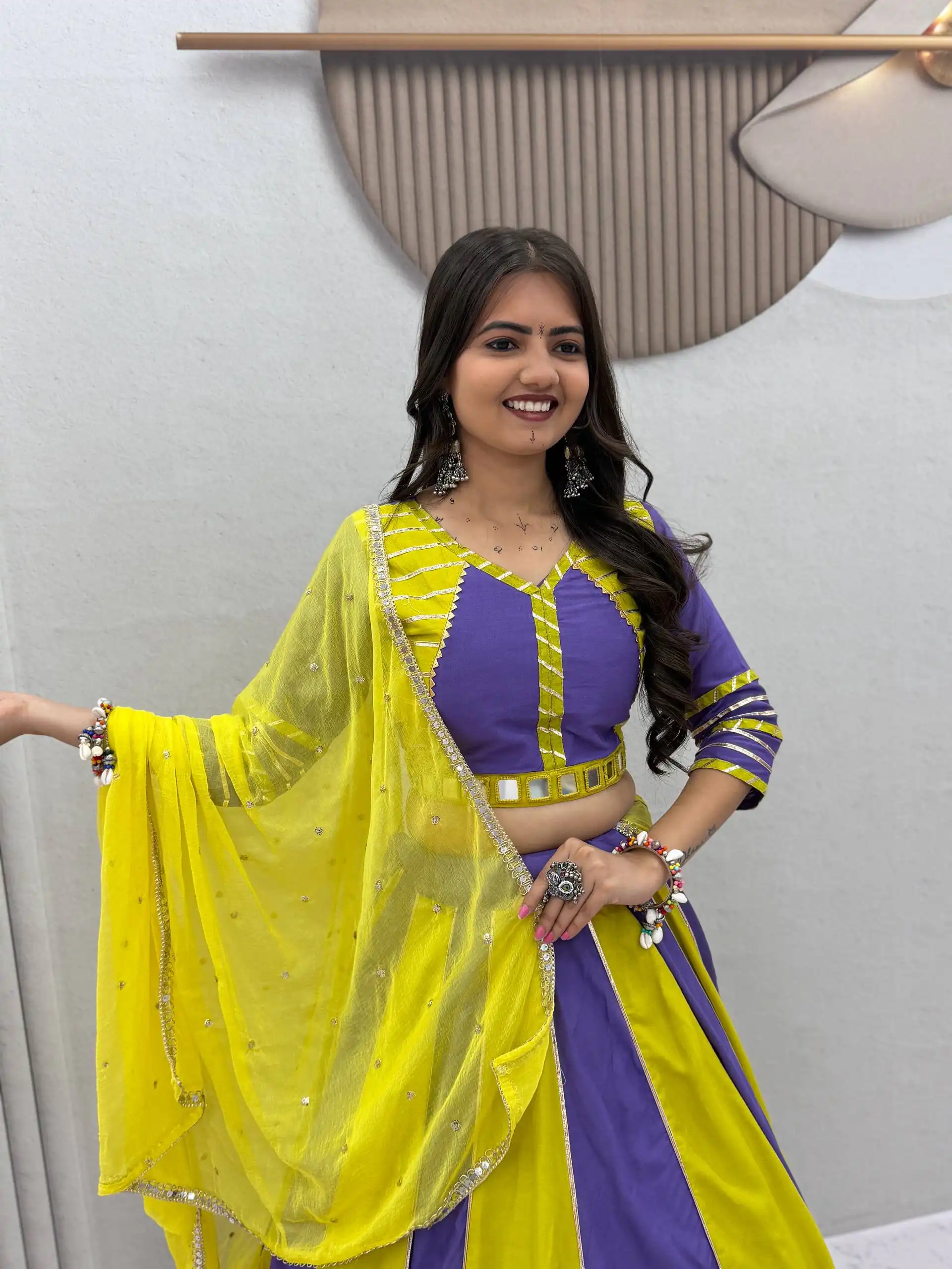 Fancy Lavender Pure Cotton Hand Work Lehenga Choli