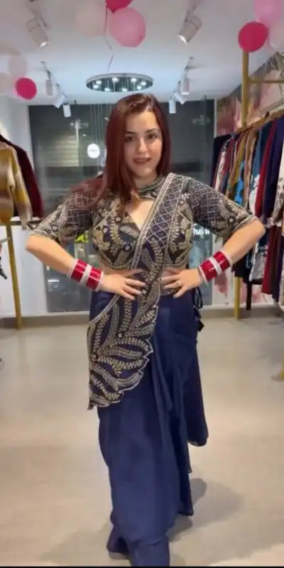 Fancy Navy Blue Rangoli Silk Embroidered Work Saree
