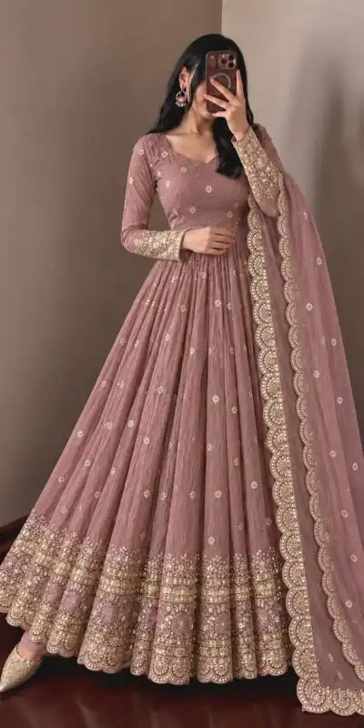 Fancy Onion Fendy Crush Embroidery Work Gown