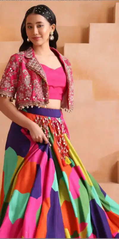 Fancy Pink Chinon Silk Sequence Work Lehenga Choli