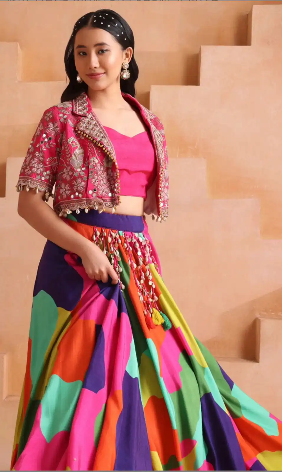 Fancy Pink Chinon Silk Sequence Work Lehenga Choli