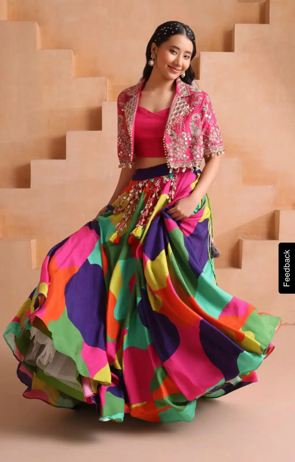 Fancy Pink Chinon Silk Sequence Work Lehenga Choli