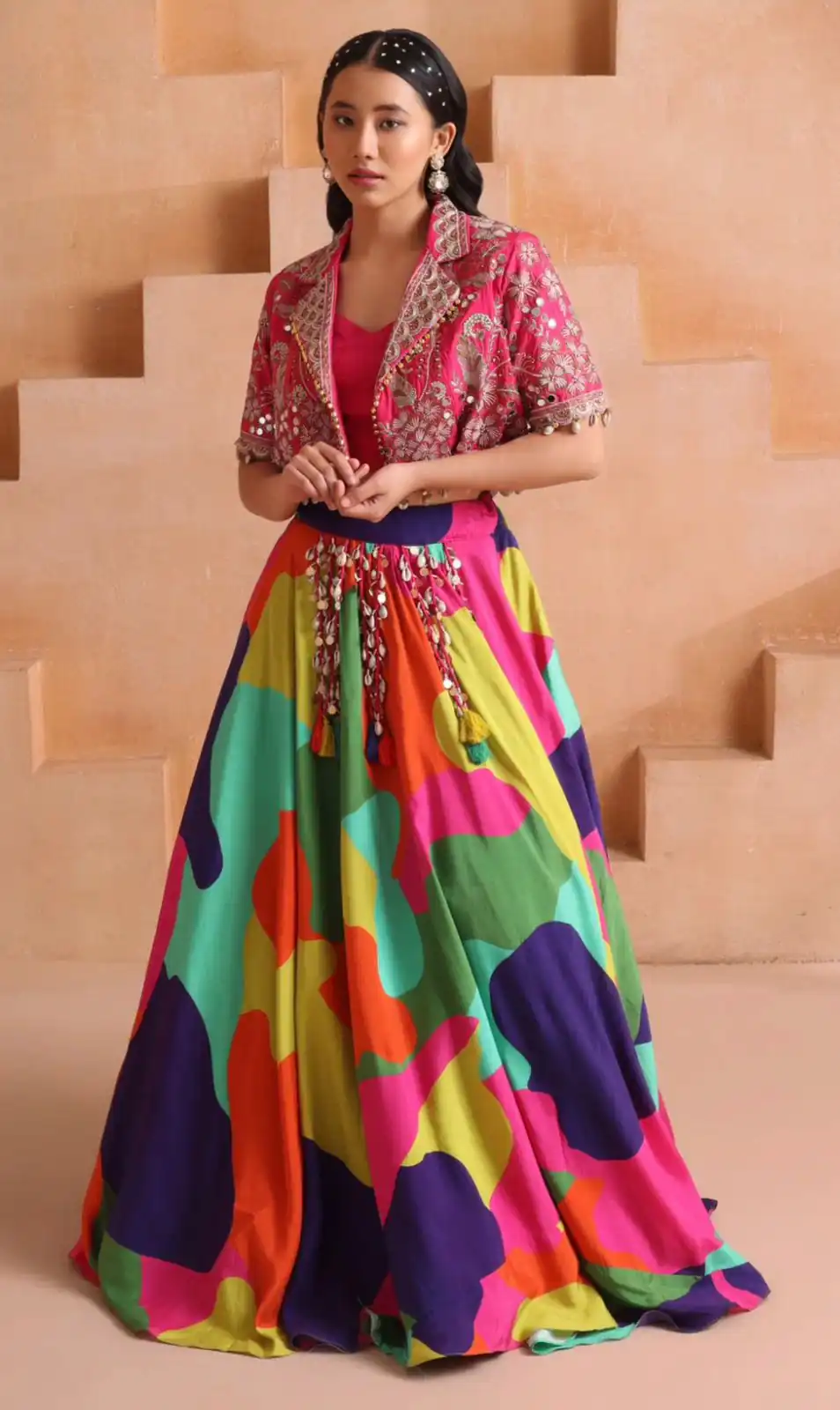 Fancy Pink Chinon Silk Sequence Work Lehenga Choli