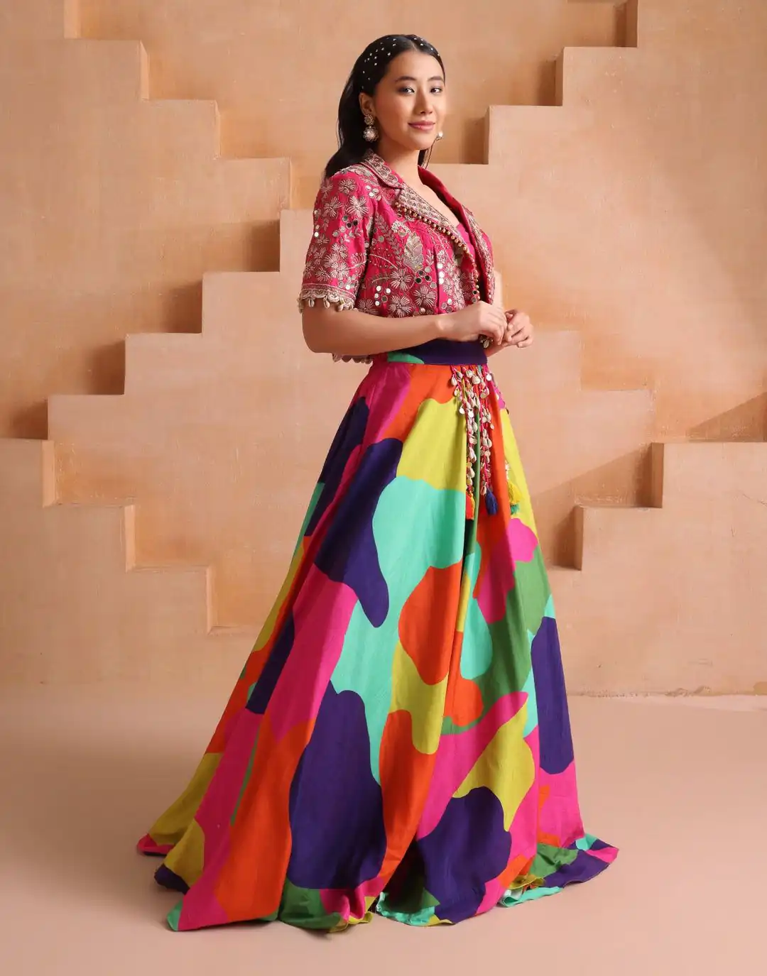 Fancy Pink Chinon Silk Sequence Work Lehenga Choli