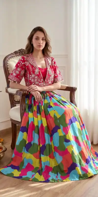 Fancy Pink Chinon Silk Sequence Work Lehenga Choli