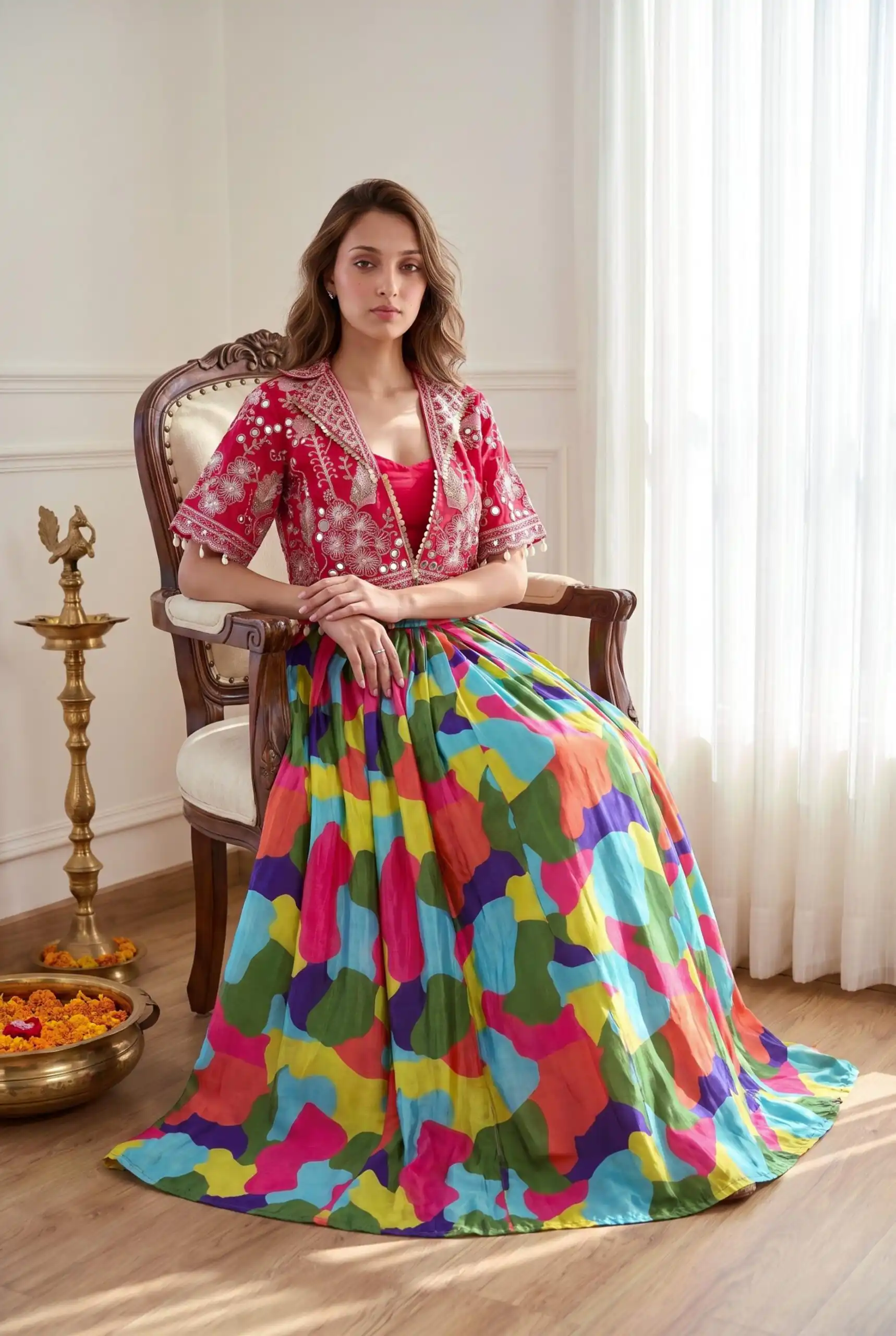 Fancy Pink Chinon Silk Sequence Work Lehenga Choli